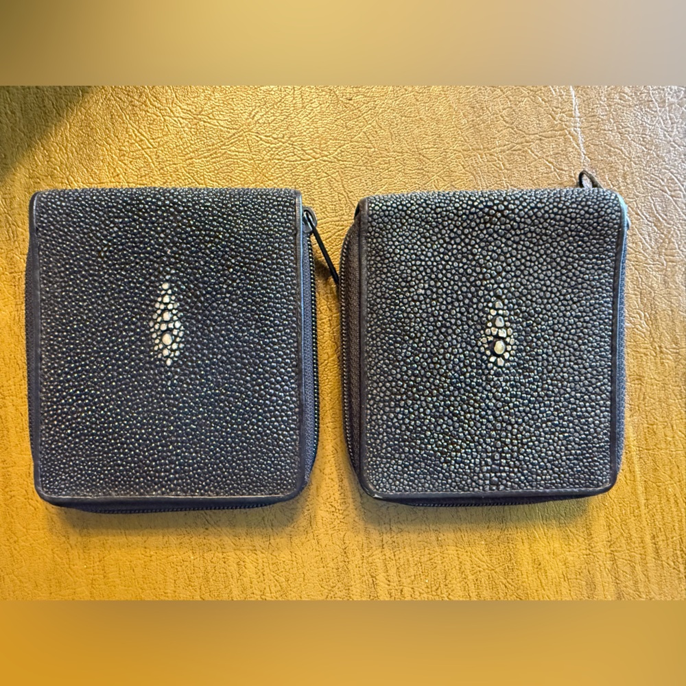 Elegant Black Stingray Leather Wallet—Vintage Shagreen!